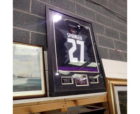 Framed Manchester storm, springer 27 shirt. Not available for in-house P&amp;P