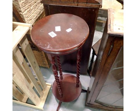 Wooden plant stand with barleytwist supports, H: 86 cm. Not available for in-house P&amp;P