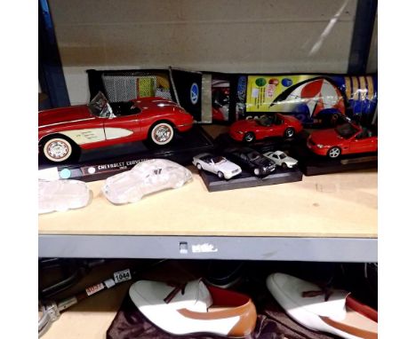 Five mixed scale model cars by Solido, Bburago and Welly with two Glass Hofbauer cars. Not available for in-house P&amp;P