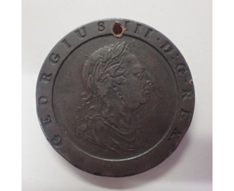 1797 cartwheel twopenny of George III - Britains largest coin. UK P&amp;P Group 0 (£6+VAT for the first lot and £1+VAT for su