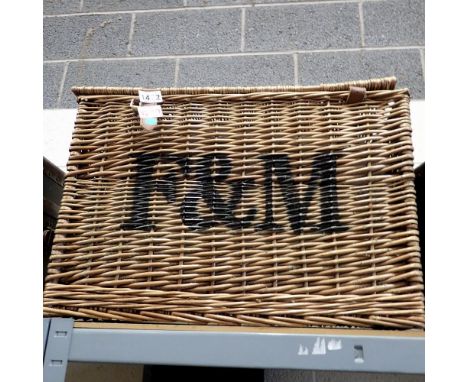 Large F&amp;M wicker hamper, 40 x 60 x 40cm H. Not available for in-house P&amp;P