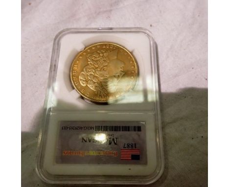 Slabbed American Morgan commemorative round . UK P&amp;P Group 0 (£6+VAT for the first lot and £1+VAT for subsequent lots) 