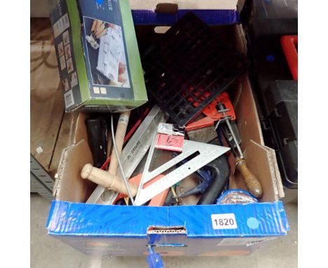 Box of mixed tools to include saws, spirit level etc. Not available for in-house P&amp;P