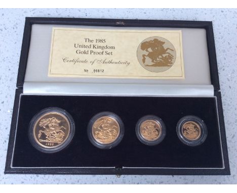 The Royal Mint- The 1985 UK Gold Proof Four Sovereign Collection, 22ct, limited 6612/25000, proof struck, Obv. RDM portrait E