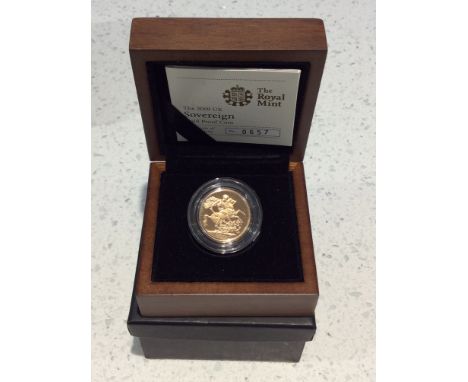The Royal Mint- 2009 United Kingdom Gold Proof Sovereign, ltd 657/12,500, 22ct, obv IRB Portrait, rev Pistrucci's St George &