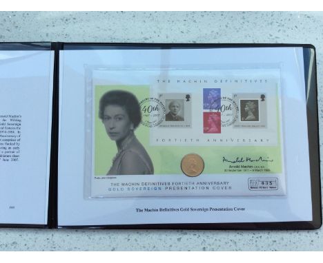 Westminster-United Kingdom 1974 22ct Gold Sovereign Presentation Cover, 40th Anniversary Arnold Machin Portrait edition 35/25