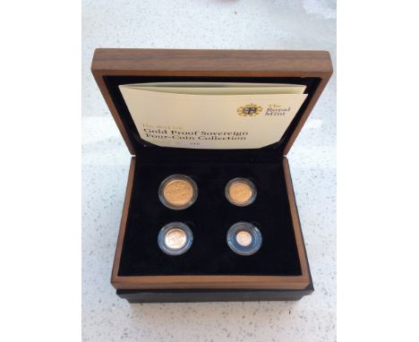 The Royal Mint- The 2011 UK Gold Proof Sovereign Four Coin Set, 22ct, ltd 10/200, proof struck, obv. IRB portrait ERII, rev, 
