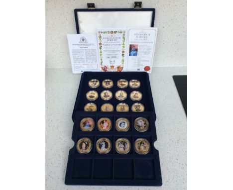 Westminster- History of The Royal Family Coloured Portrait Collection 2009-2010- 12x 24ct gold-plated One Dollar coins with c