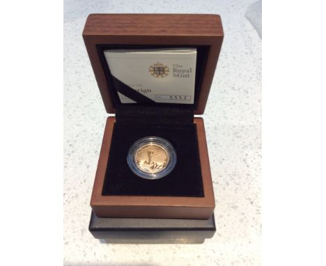 The Royal Mint- 2012 United Kingdom Gold Proof Sovereign, ltd 5352/8144, 22ct, obv IRB Portrait, rev Paul Day's St George &am