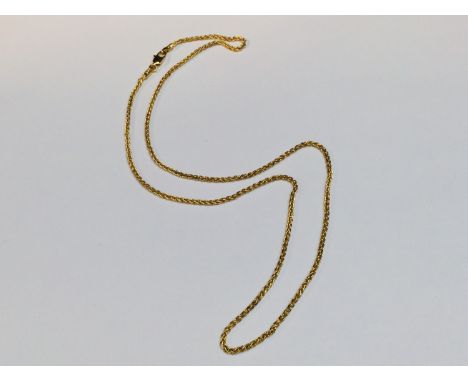 An 18ct yellow gold Spiga link chain, measuring 18 inches in length, weighs 6.3 grams. 