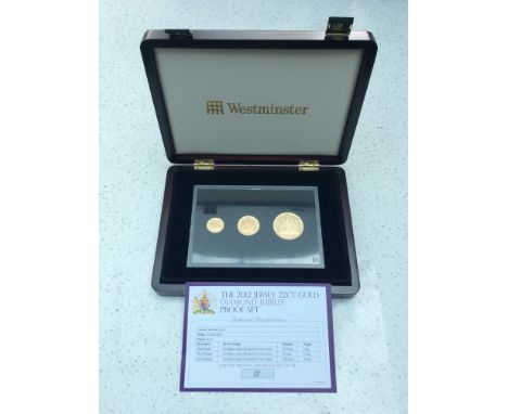 Westminster- The 2012 Jersey 22ct Gold Diamond Jubilee Proof Set, limited edition 18/95, comprising One Pound, 7.98g, Two Pou