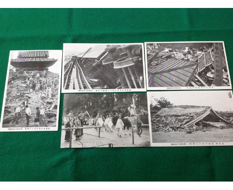 Approximately 59 postcards of Japan ' and one of Hong Kong at night.  All the cards are pictured ' including a group of five 