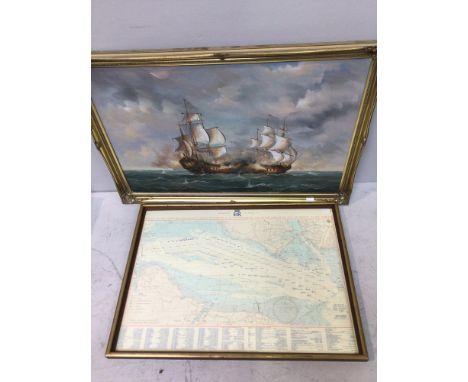 H.W. Brewer (1836-1903) 'Bird's-Eye View of Portsmouth Harbour', hand-coloured print depicting Portsmouth Dockyard across the