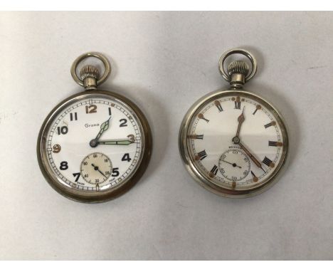 A white metal Zenith open-faced pocket watch, the white enamel dial with Roman numerals denoting hours and subsidiary seconds