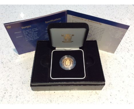 The Royal Mint- 2002 United Kingdom Gold Proof Sovereign, ltd 10873/12,500, 22ct, obv IRB Portrait, rev Royal Arms by Timothy