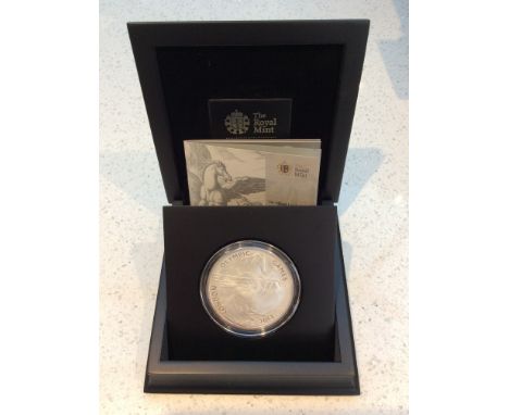 The Royal Mint- The Official London 2012 UK 5oz Silver Coin, proof struck, Obv. IRB portrait ERII, rev. Pegasus by Christophe