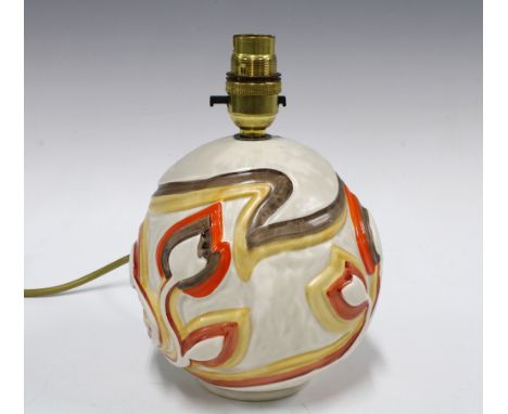 Clarice Cliff Sgraffito table lamp, in autumnal colours  20cm