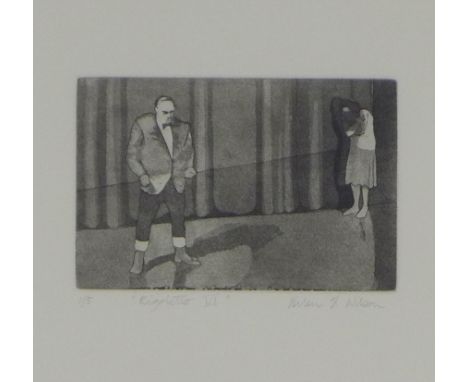 HELEN F. WILSON RSW RGI PAI (SCOTTISH b.1954), RIGOLETTO VI, etching, signed and numbered 1/5, framed under glass, 15 x 10cm