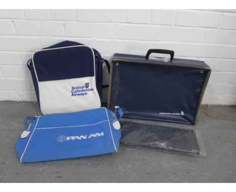 Four vintage airline bags to include Pan Am, etc largest 45 x 30cm (4)