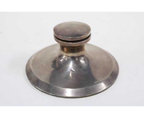 George V silver capstan inkwell, Birmingham 1918, 14cm