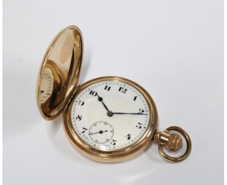 Dennison gold plated full hunter pocket watch, 17 jewels Swiss movement