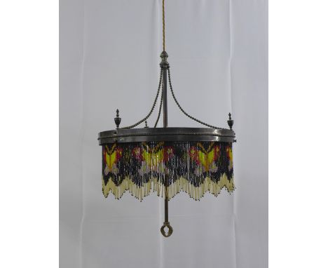 Early 20th century beaded rise and fall light 
