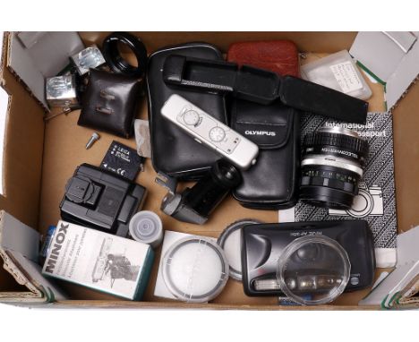 Various Items: quantity of various items including Minolta Rokkor-PF f/1.7 55mm, Minox LX and more (a lot)