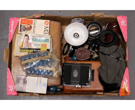 Various Accessories: quantity of various accessories including Hasselblad outfit case, Canon rangefinder flash and more (a lo
