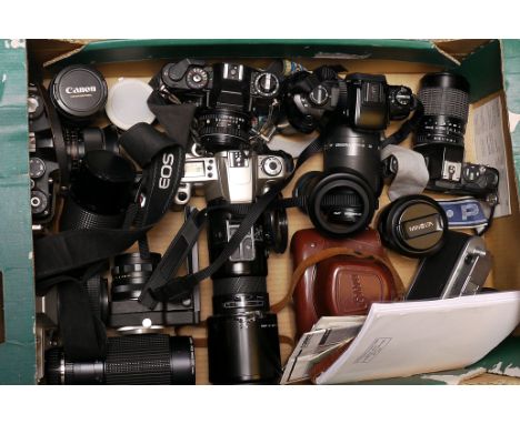 SLR Cameras and Lenses: various reflex cameras and lenses including Minolta and Canon items (a lot)