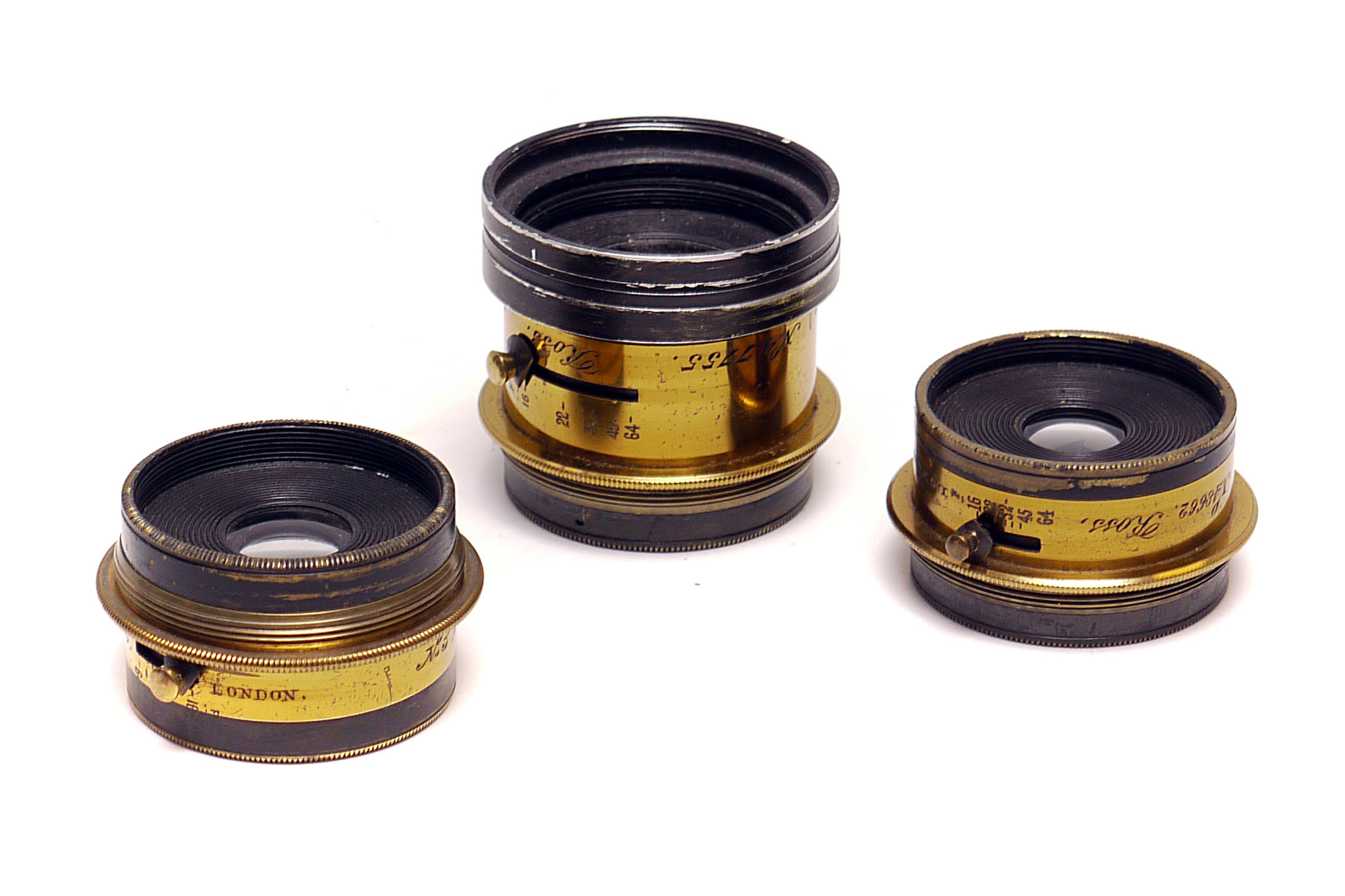 Three Ross Brass Lenses set of three Ross lenses including No.2