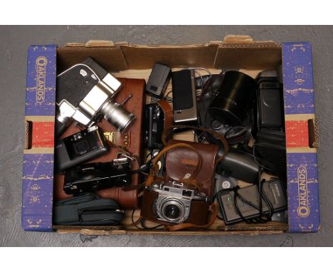 Various Cameras: quantity of various cameras including Minolta A, Carene Zoomex S with P. Angenieux lens, and more (a lot)