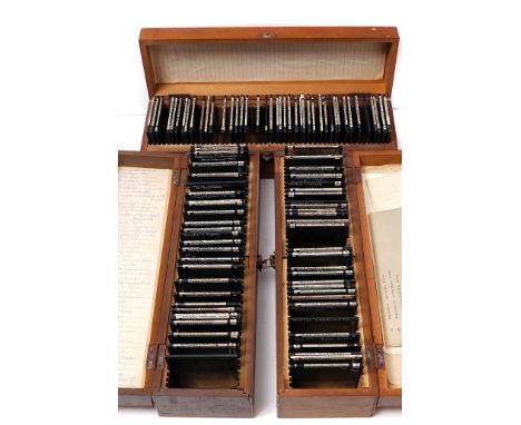 Various Hand Coloured Botanical Magic Lantern Slides, in three mahogany boxes (a lot)