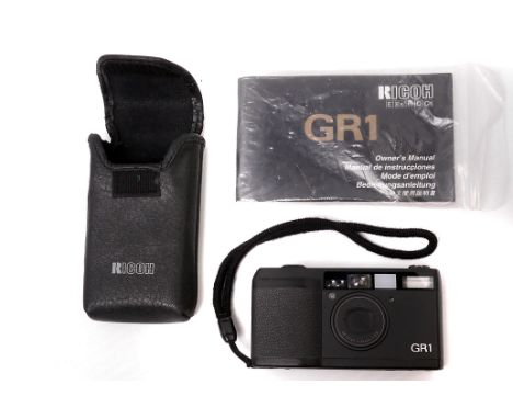 Ricoh GR1 Camera: in case with instruction manual