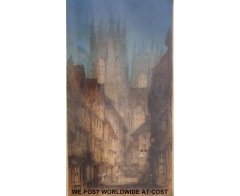 James Alphege Brewer signed coloured etching 'York (Petergate)' (40 x 21cm) 