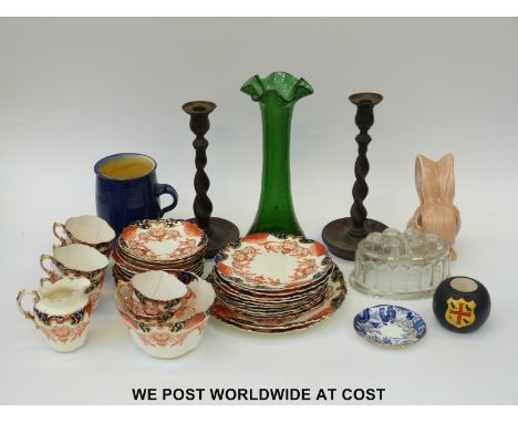 A collection of ceramics to include a part Aynsley tea set, Devon Pottery vase and a  Carltonware armorial match striker for 