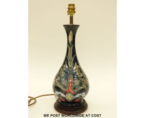 Moorcroft lamp base in Snakeshead pattern (43cm tall)