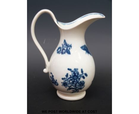 A first period Worcester pedestal jug with crescent mark to base (14cm tall)