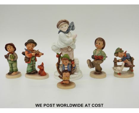 Five Goebel Hummel figures and a Coalport example