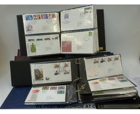 An extensive collection of GB first day covers in eight albums from 1966-1980's, looks to be complete, includes regional issu