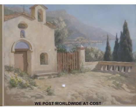 R. Noel Pocock (children's book illustrator) two pastels Cap d'Antibes and La Madone de Beaulieu, one being signed and dated 
