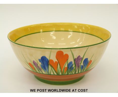 Clarice Cliff Wilkinson Pottery pedestal bowl in Crocus pattern (diameter 9cm)