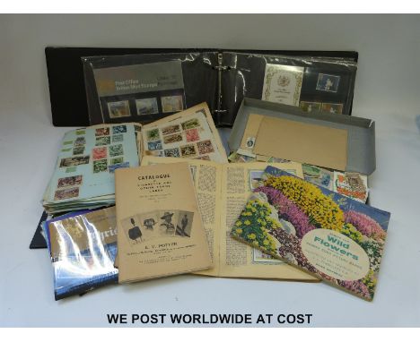 An album of stamps together with first day covers, loose stamps, cigarette cards etc