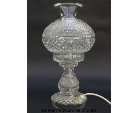 Waterford Crystal cut glass table lamp, 35cm tall. 