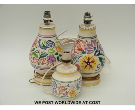Three Poole lamps (largest 30cm)