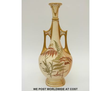 Royal Worcester blush ivory large twin handled vase (41cm tall)