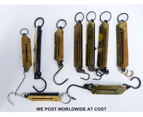 Nine Salter and other spring balances to include GPO postal scales