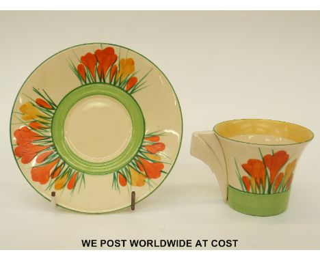 Clarice Cliff for Wilkinson Pottery Crocus cup and saucer in Crocus pattern
