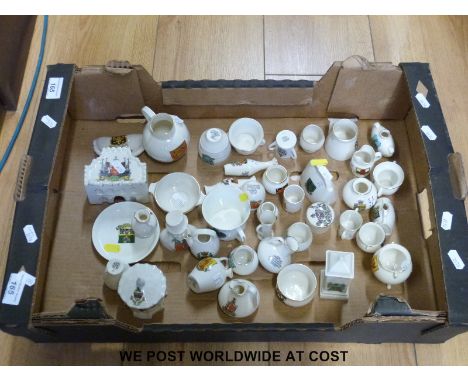 Forty pieces of mixed crested china to include H.W. Goss, Arcadian etc; Falmouth Cornish pasty, Jersey milk cow, Southampton 
