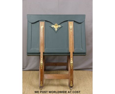 Reginald Allen Shuffrey's personal 19th/20th century brass-mounted art portfolio case on integrated easel-backed mahogany sta