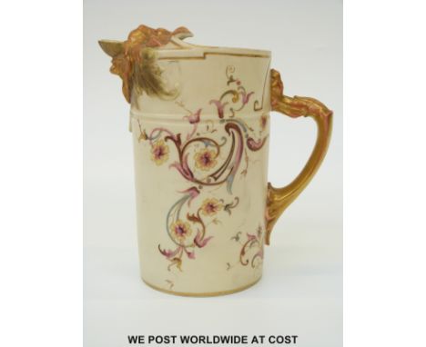 Royal Worcester blush ivory cream jug with lion mask spout (17cm tall)